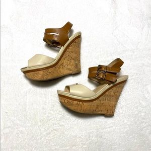 Leather strappy wedges